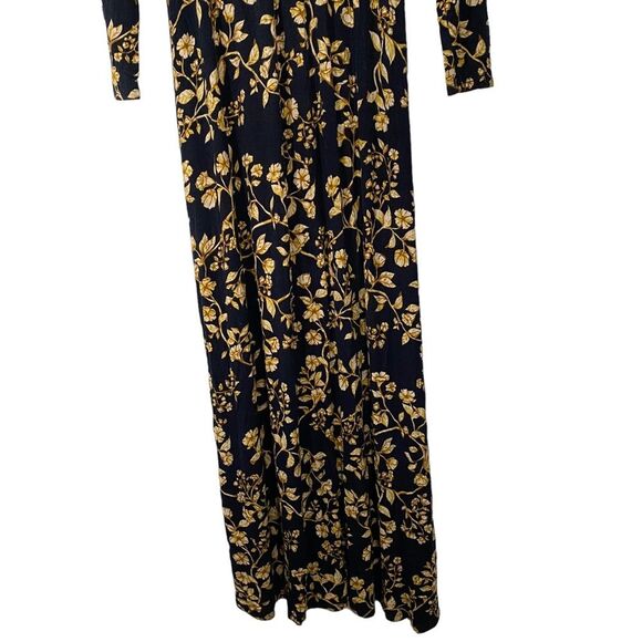 JESSICA SIMPSON MATERNITY Size Large NAVY BLUE & GOLD FLORAL V-NECK MAXI DRESS - Picture 6 of 12